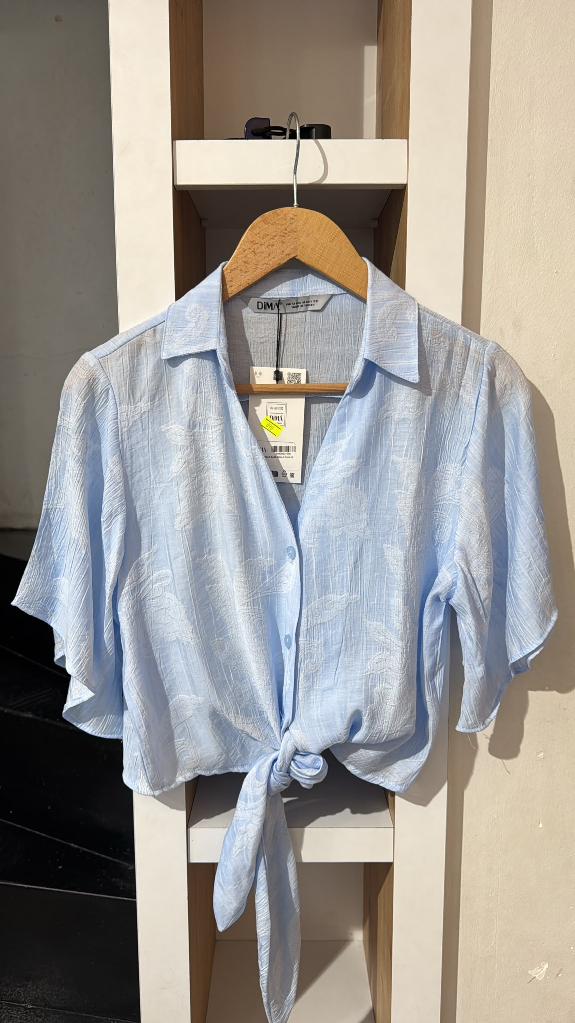 Desenli Bağlamalı Gömlek ( mavi) M L XL