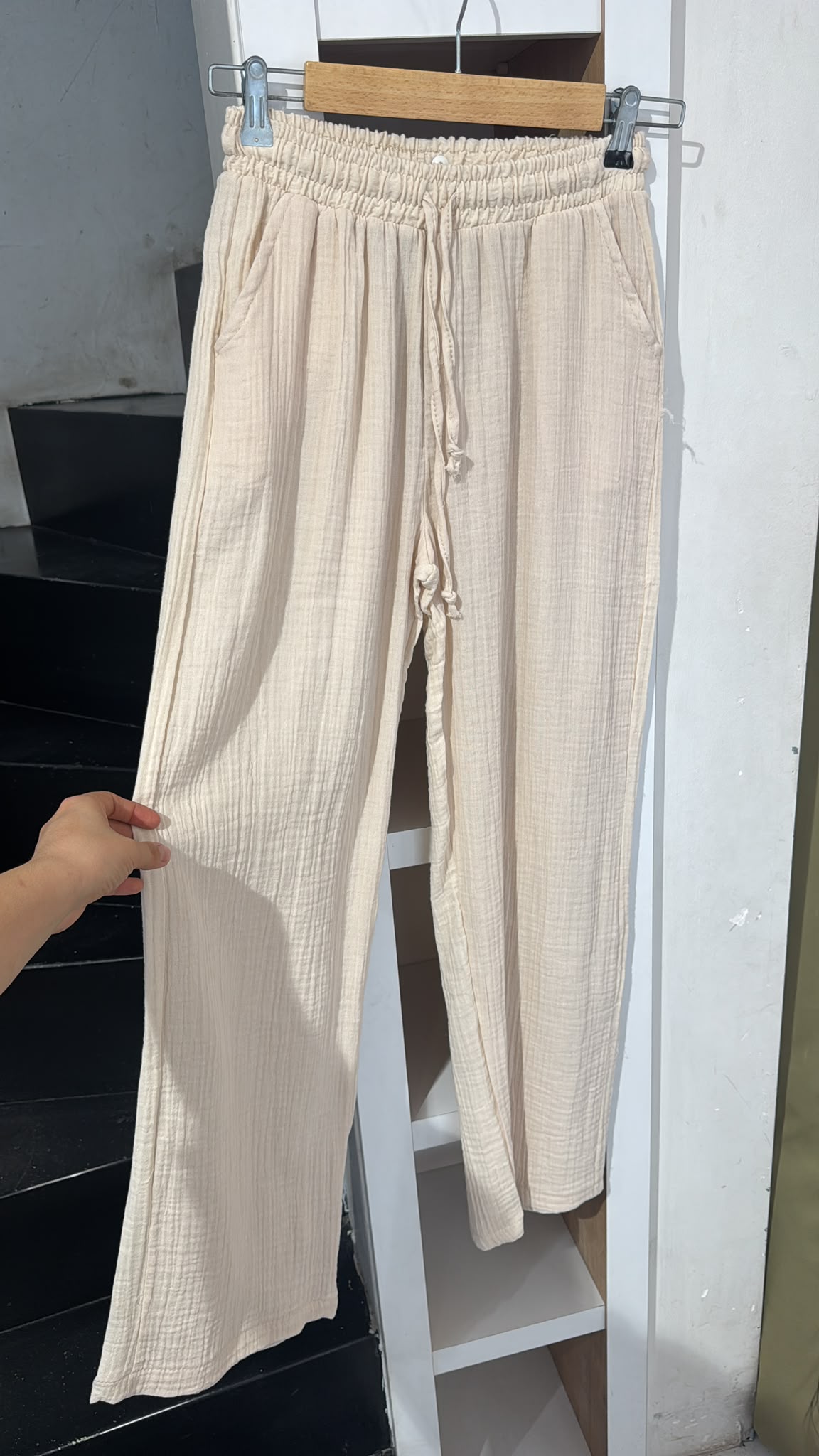 Beli Lastikli Müslim Pantolon Krem ( s-m-2xl)
