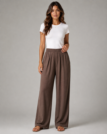 Arkası Lastikli Bol Pantalon