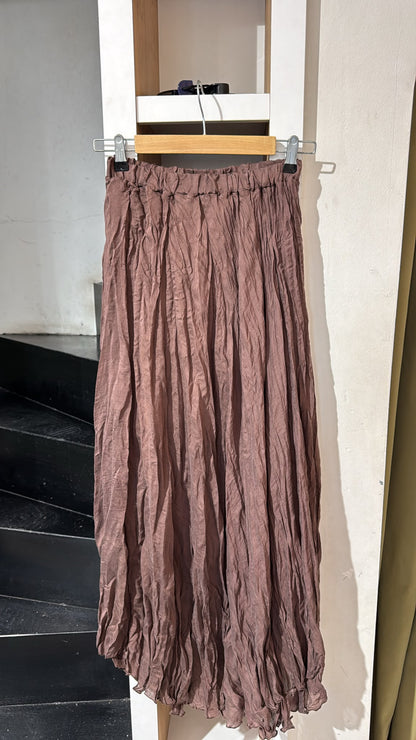 Kırışık Modelli Etek kahve