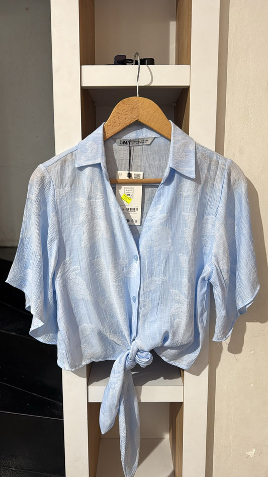 Desenli Bağlamalı Gömlek ( mavi) M L XL