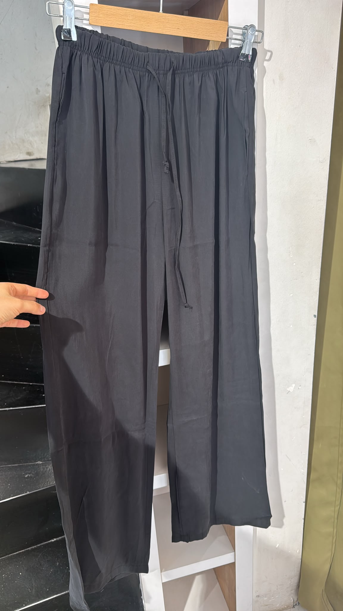 Bol Paça Tensel Pantolon Siyah (M-L-XL-2XL)
