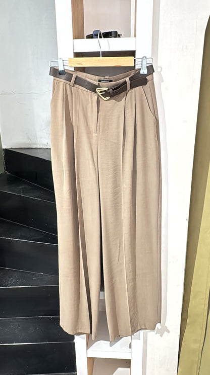 Kemerli Bol Paça Pantolon (Haki) m