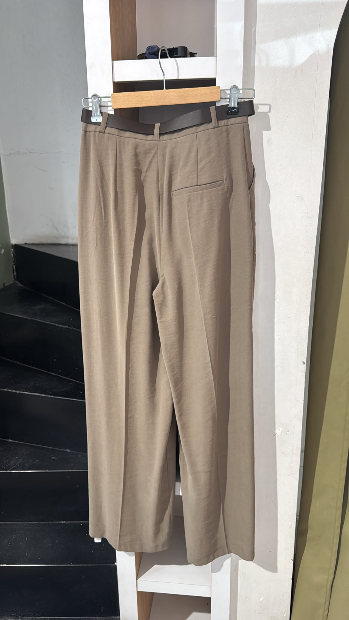 Kemerli Bol Paça Pantolon (Haki) m