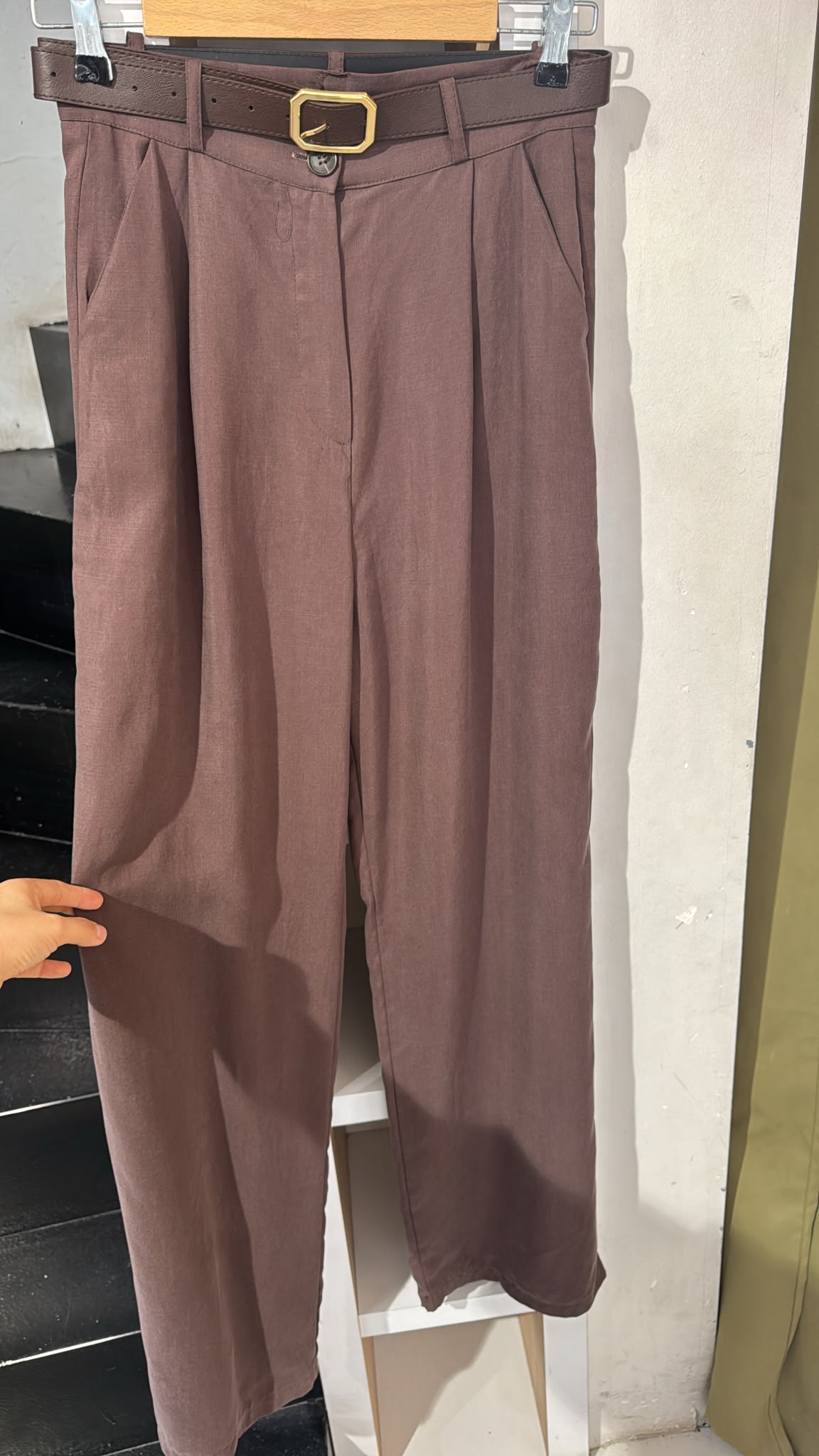 Kemeli Bol Paça Pantolon Kahve /m