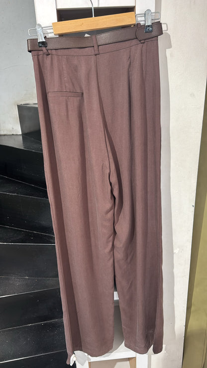 Kemeli Bol Paça Pantolon Kahve /m