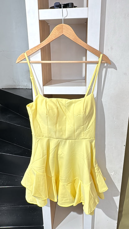 Askılı Kısa Elbise / L / M / sarı
